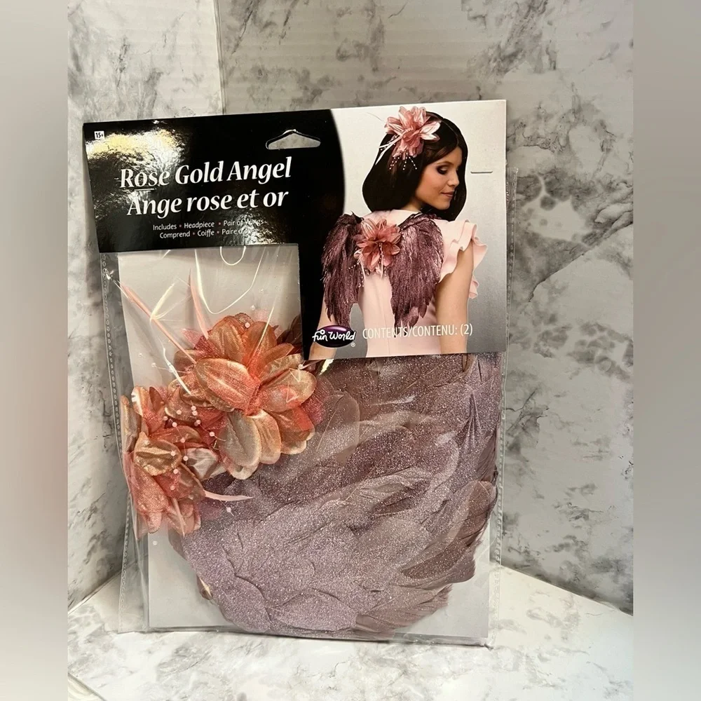 Rose Gold Feather Angel Wings Hair Accessory